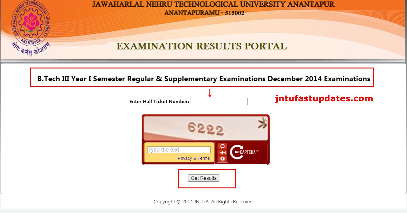 How to Check JNTUA 3-1 Sem R09 Regular/Supple Exams Results Dec 2014 :