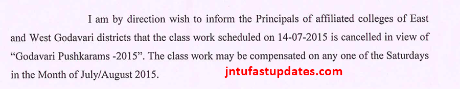class work scheduled on 14-07-2015 is cancelled
