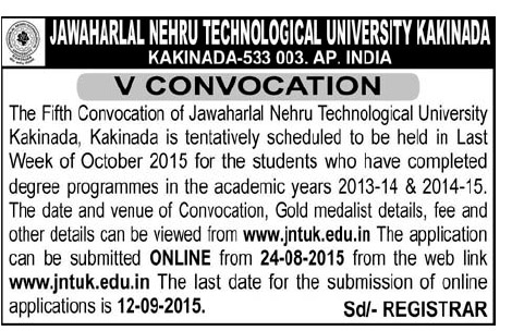 JNTUK Fifth Convocation Notification