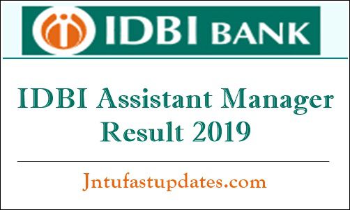 IDBI Assistant Manager Result 2019