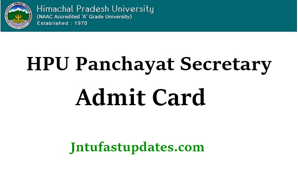 HPU Panchayat Secretary Admit Card