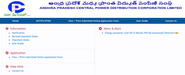 APCPDCL Energy Assistant Result 2021