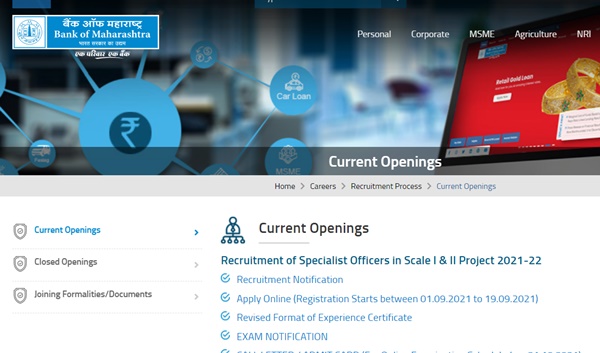 Bank of Maharashtra SO Result 2021