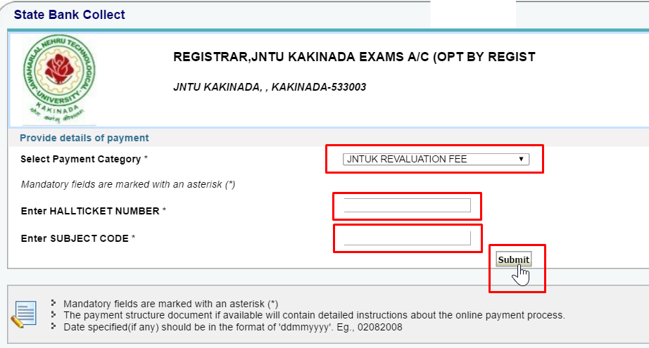 jntuk rc-rv-online apply procedure-3