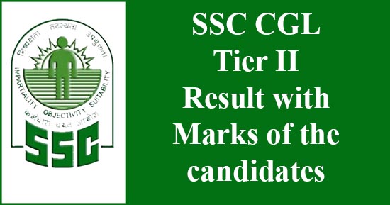 SSC CGL 2015 Tier II Results With Marks of the candidates