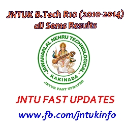 JNTUK B.Tech 2010-2014 Batch Results – R10 Regularion All Years and Semesters