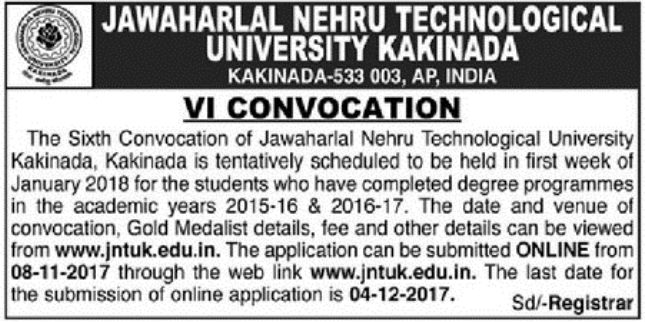 jntuk 6th convocation notification for applying od jntuk 6th convocation notification for applying od