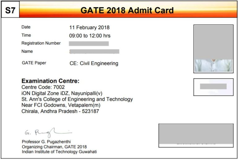 GATE 2018 Admit Card Download (Available Now) GATE Exam Hall Ticket