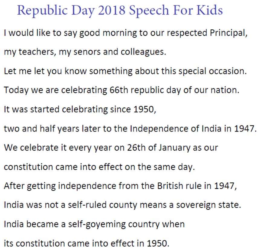 simple speech on republic day