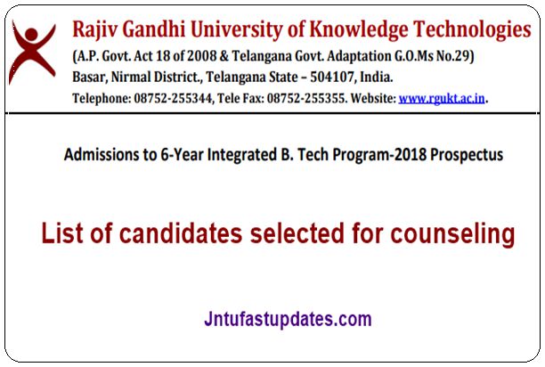 iiit nuzvid selected list 2018 intimation to selected candidates