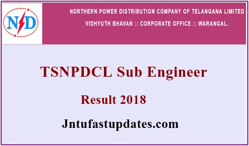 TSNPDCL Sub Engineer Results 2018