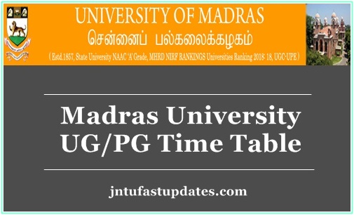 Madras University Time Table 2019