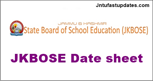 JKBOSE Date Sheet 2019