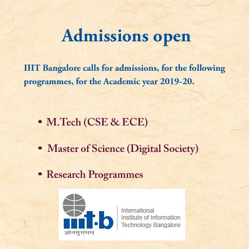 IIIT Bangalore M.Tech Admission 2019
