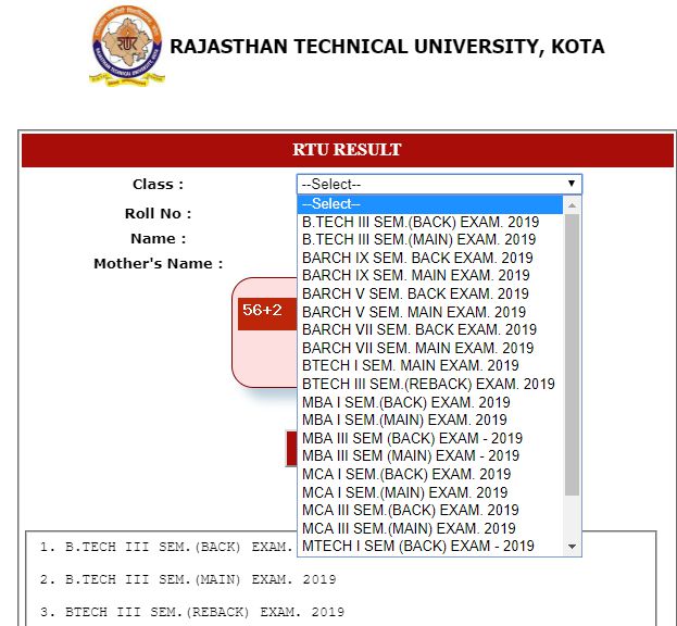 RTU B.Tech 3rd Sem Result 2019