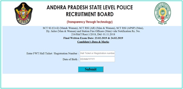 AP Police SI Mains Results 2019
