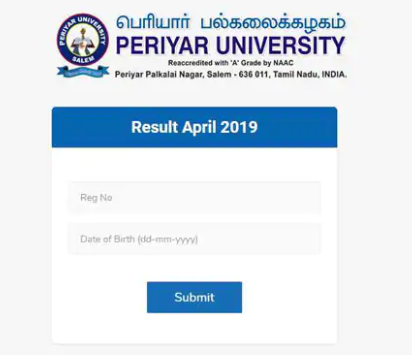Periyar University Result 2019-20