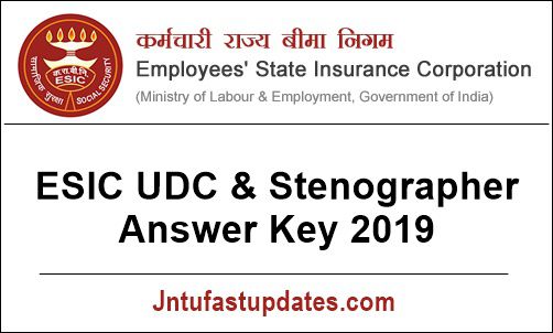 ESIC UDC Answer Key 2019