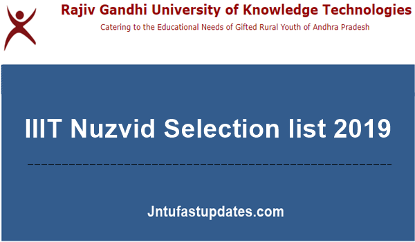 IIIT Nuzvid Selection list 2019
