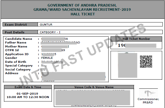 ap grama sachivalayam hall ticket 2019