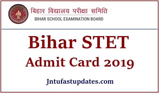 Bihar STET Admit Card 2019