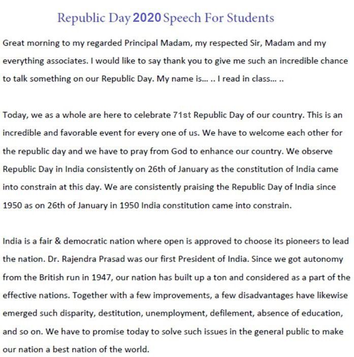 short speech for students on republic day