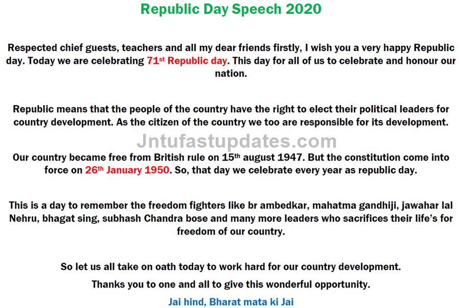 Republic Day Speech 2020 In English For Kids, Students, Teachers PDF