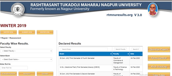 RTMNU Result 2020 Winter (Available) – W19 Nagpur University BA B.Sc B.Com 1st 3rd 5th Sem Results