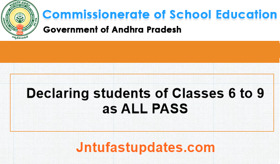 Declaring students of Classes 6 to 9 as ALL PASS