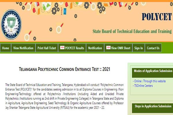 TS POLYCET 2022 Exam Date & Registration Schedule @ polycet.sbtet.telangana.gov.in