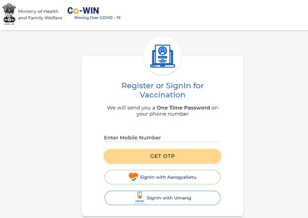 Covid Vaccine Registration for 18+ Years