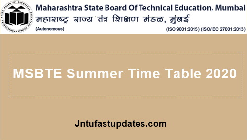 MSBTE Time Table Summer 2021