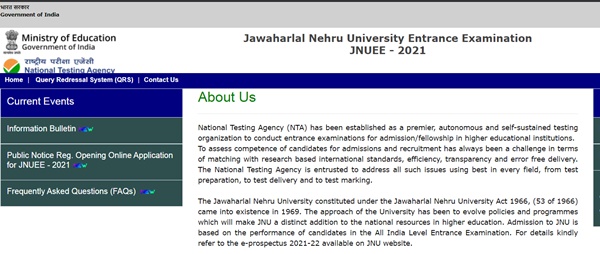JNU Admit Card 2021