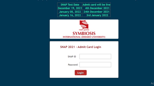 SNAP Admit Card 2021