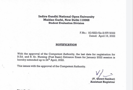 IGNOU Extended Application Dates For BEd, BSc Nursing Entrance Exams