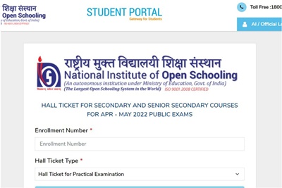 NIOS Hall Ticket 2022 for D.El.Ed, Vocational Courses Released