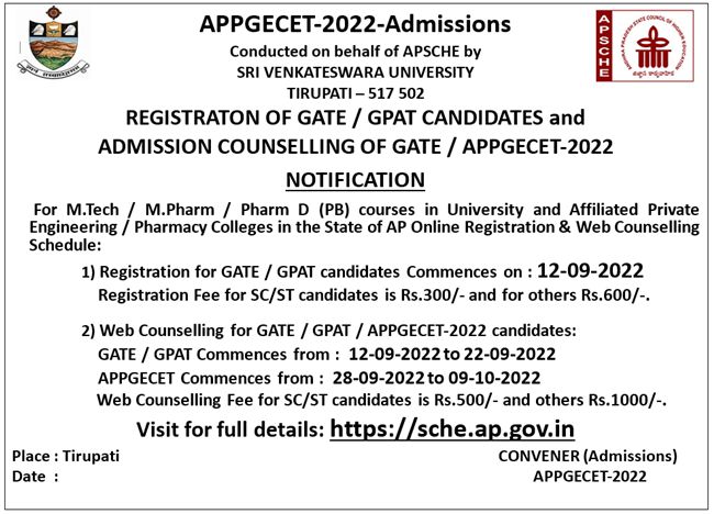 AP PGECET Counselling Dates 2022 Rank Wise @ pgecet-sche.aptonline.in