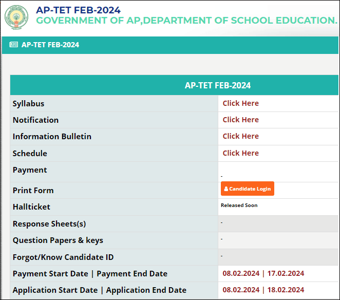 AP TET Notification 2024 Apply Online (Start), Application Form, Exam